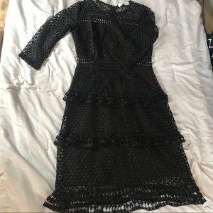 Classy Black lace ruffle dress